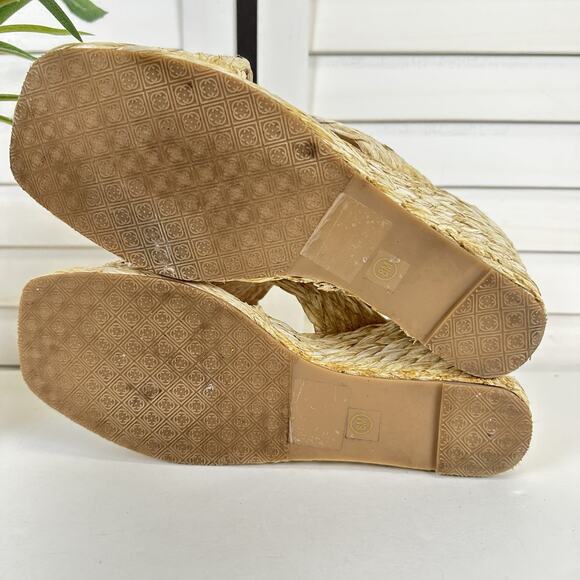 Beach by Matisse Tan Bondi‎ Wedge Heel Woven Raffia Sandal Slip On Shoe Size 8 M - Picture 7 of 9